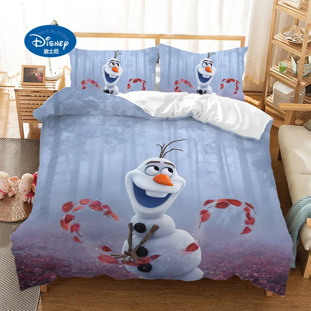 Disney Girls Frozen Elsa Anna Bedding Set Double Queen King Size Duvet Cover Single Twin Children Bedding Sets Gift