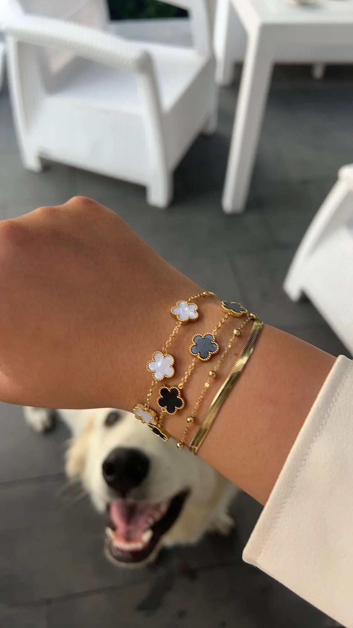 Hot Selling Plant Five Leaf Plum Blossom Stainless Steel Bracelet For Women's Jewelry Waterproof High-Quality Gift Clover