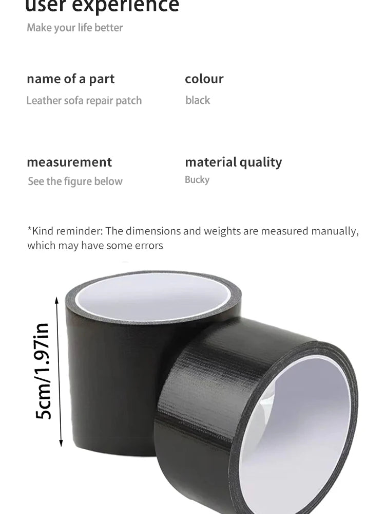Cloth Base Tape High Viscosity Multifunctional Seat Cushion Sofa Chair Black Leather Repair Waterproof Tape