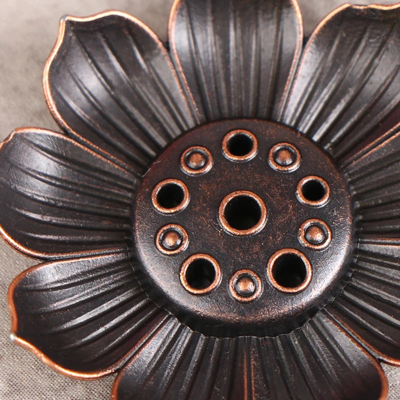 1PC Alloy Incense Burner Stick Holder Plate Buddhism Lotus Censer Bronze Nasturtium Incense Burner