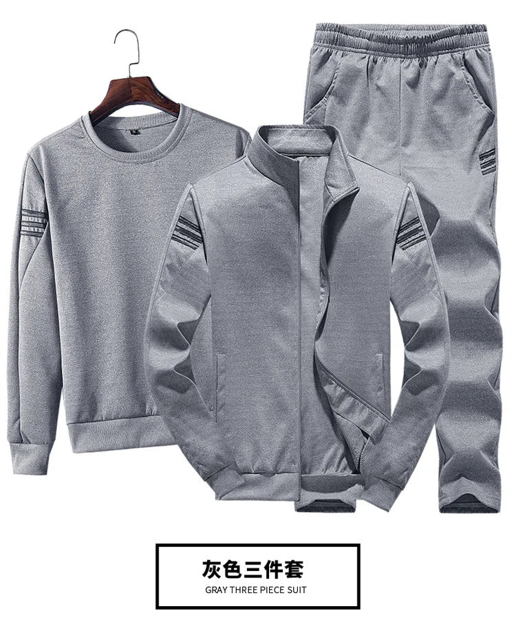 (M-5XL)Spring And Autumn New Korean Sweater Suit Men's Casual Sports Trend Three Piece Suit