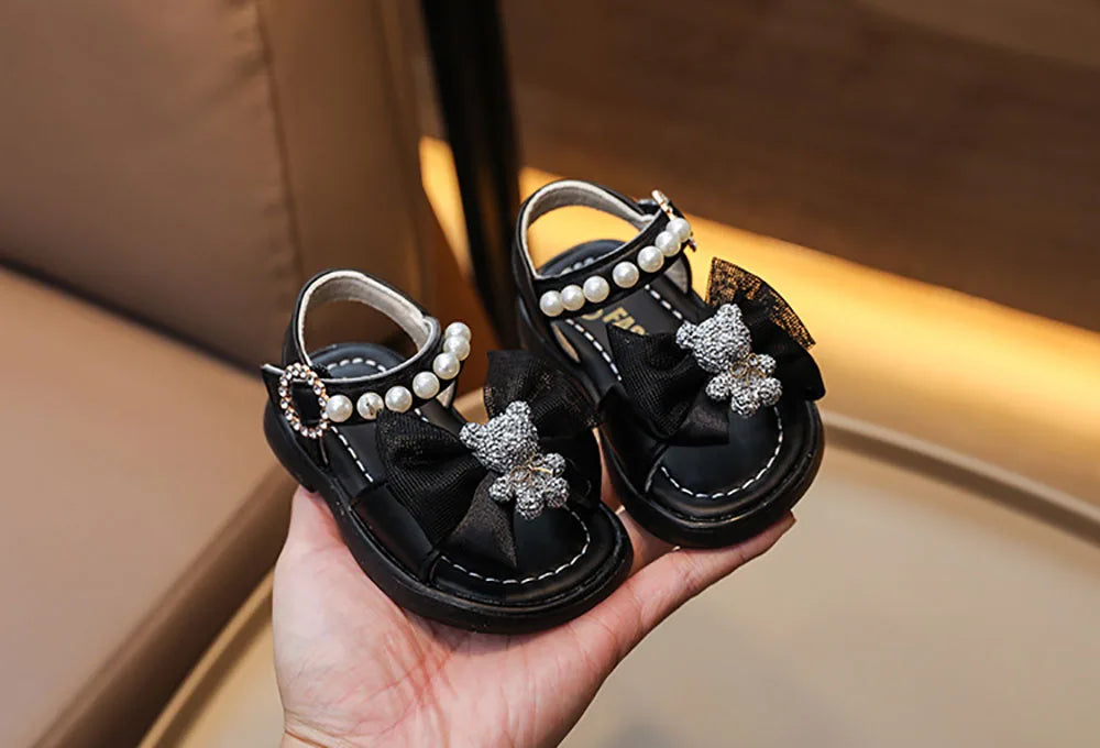 Summer Princess Sandals For Baby Girls Cute Bear Bow Fashion Toddler Shoes Soft-soled Breathable Casual Shoes For Infant Baby