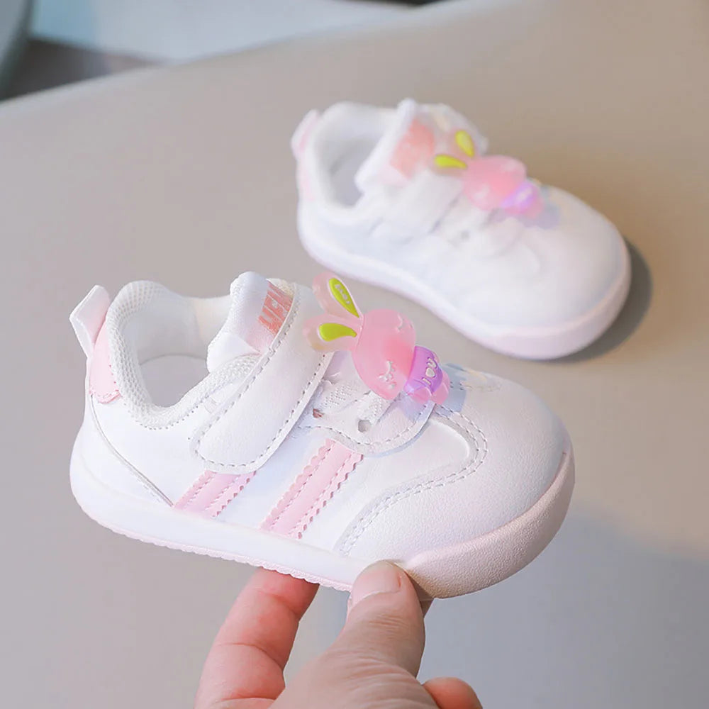 Autumn Children's Sport Shoes PU Leather Toddler Shoes For Baby Cute Rabbit Sneakers For Kids 2024 Trend Fashion Tennis Shoes