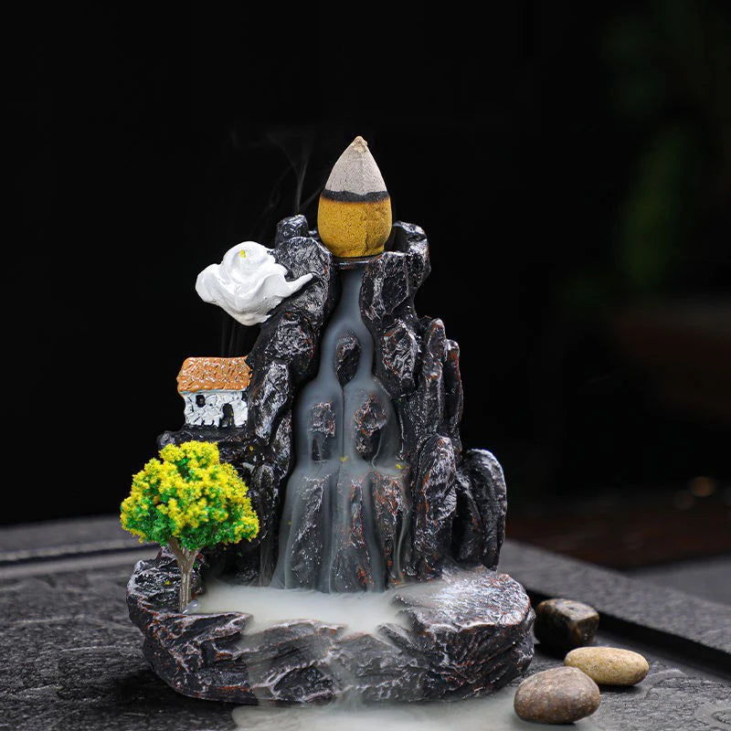 Backflow Incense Holder Waterfall Incense Burner Home Decor Aromatherapy Ornament Incense Cones with Backflow Incense Cones