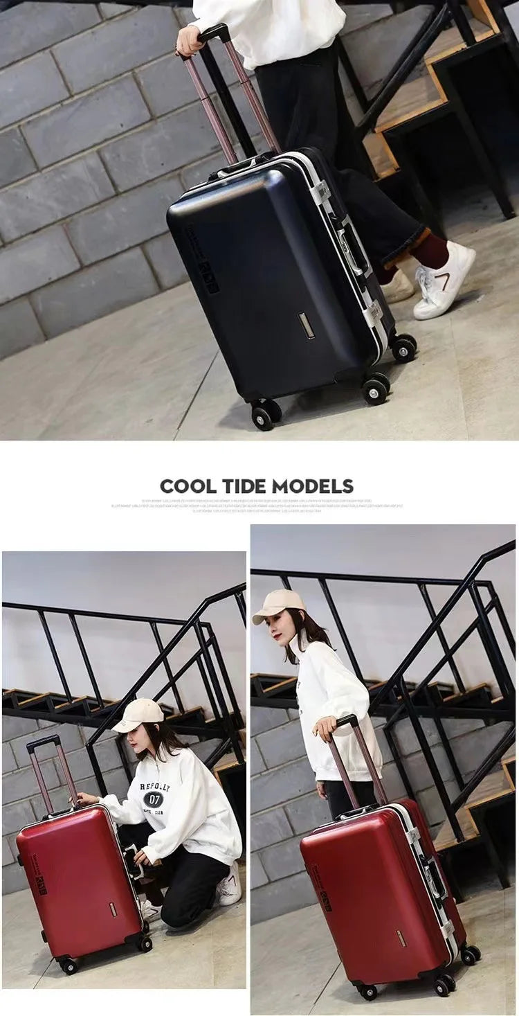 Aluminium Frame Suitcase on Wheels Business Zipper Carry-on Cabin Suitcase USB Port 28-inch Luggage Carrier Trolley Case