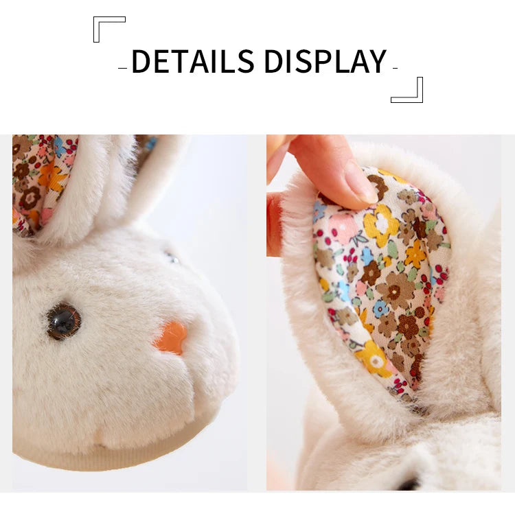 Children Indoor Slippers Winter Warm Cotton Shoes Kids Home Floor Slippers Cartoon Rabbit Anti-slip Boys Girls Plush Footwear