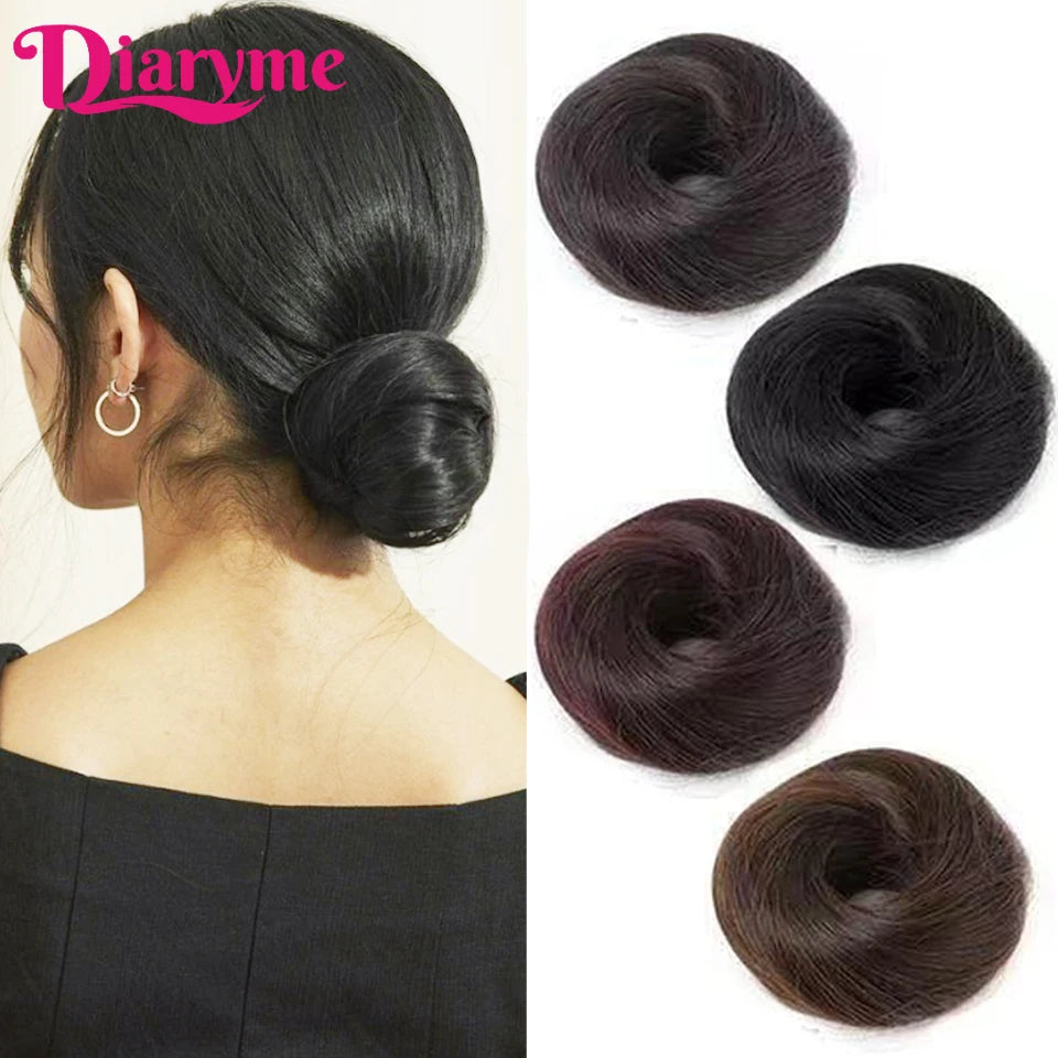 Synthetic Hair Bun Woman Straight Updo hair tie Elastic Rubber Band Chignon Hairpiece Extensions Hair Bands Natural Hairpiece fo