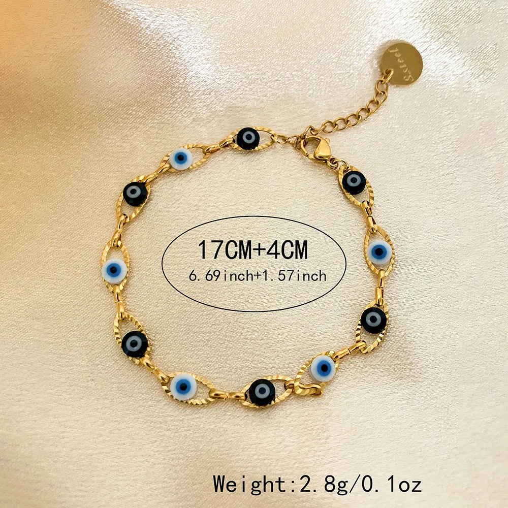 JINYUE Turkish Evil's Eye Fashion Stainless Steel Bracelet For Men And Women 14K Gold Plated Classy Jewelry Daily Wear Bracelet