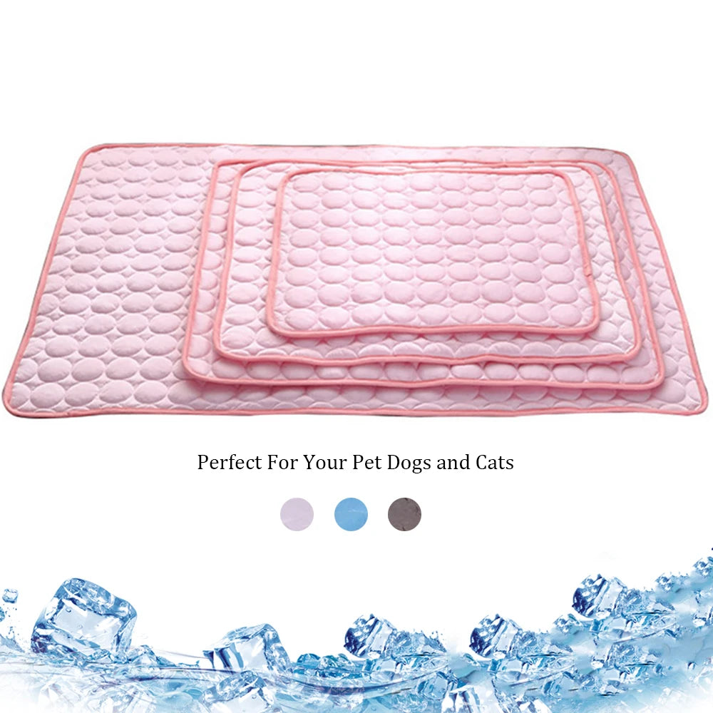 Pet Cooling Mat Dog Cat Sleeping Pad Cool Ice Silk Moisture-proof Mattress Cushion Summer Small Animal Cold Bed 5 sizes