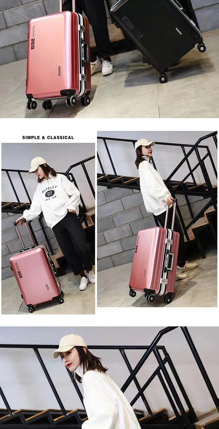 Aluminium Frame Suitcase on Wheels Business Zipper Carry-on Cabin Suitcase USB Port 28-inch Luggage Carrier Trolley Case