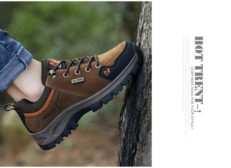 High Quality Outdoor Walking Sneakers Rubber Sole Suede Leather Men Hiking Shoes Durable Leather Climbing Shoes Zapatillas 36-47