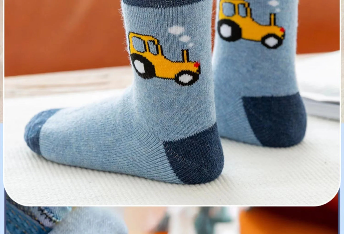 5Pairs 1-16Years Terry Socks for Children cartoon children's fashion wholesale to resell socks little car Delicate and soft