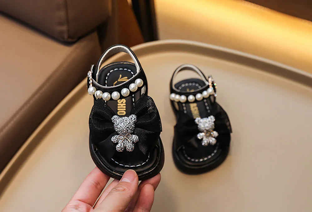 Summer Princess Sandals For Baby Girls Cute Bear Bow Fashion Toddler Shoes Soft-soled Breathable Casual Shoes For Infant Baby