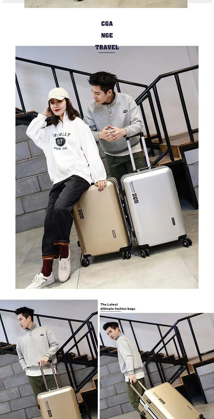 Aluminium Frame Suitcase on Wheels Business Zipper Carry-on Cabin Suitcase USB Port 28-inch Luggage Carrier Trolley Case