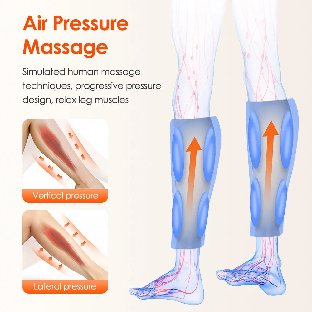 Electric Air Pressure Calf Massager Wireless Airbag Kneading Heating Foot Calf Muscle Massage Relaxation Blood Circulation