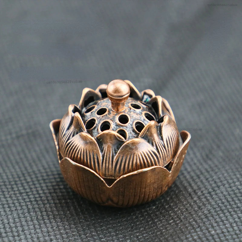 Lotus Incense Burner Buddhism Faucet Incense Stick Holder Mini Sandalwood Censer Craft Home Offering Tea Table Decor Ornament