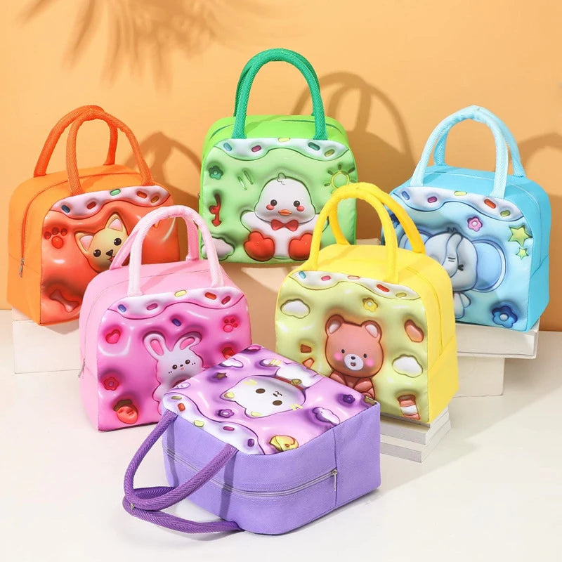 Cartoon Kawaii Portable Fridge Thermal Bag Women Children's School Thermal Insulated Lunch Box Tote Food Small Cooler Bag Pouch