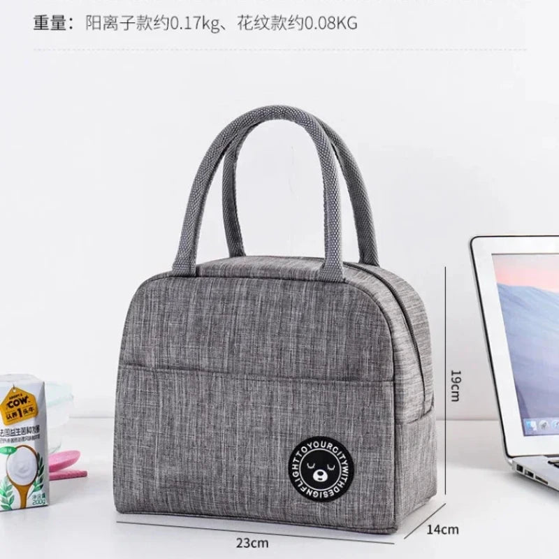 Lunch Box Picnic Travel Portable Food Storage Breakfast Thermal Food Bag Lunch Bag Handle Insulation Cooler Bag for Women Kid