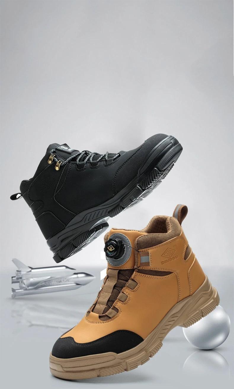Rotating Button Safety Boots Men Women Steel Toe Shoes Winter Work Safety Shoes Indestructible Protective Security Work Boots