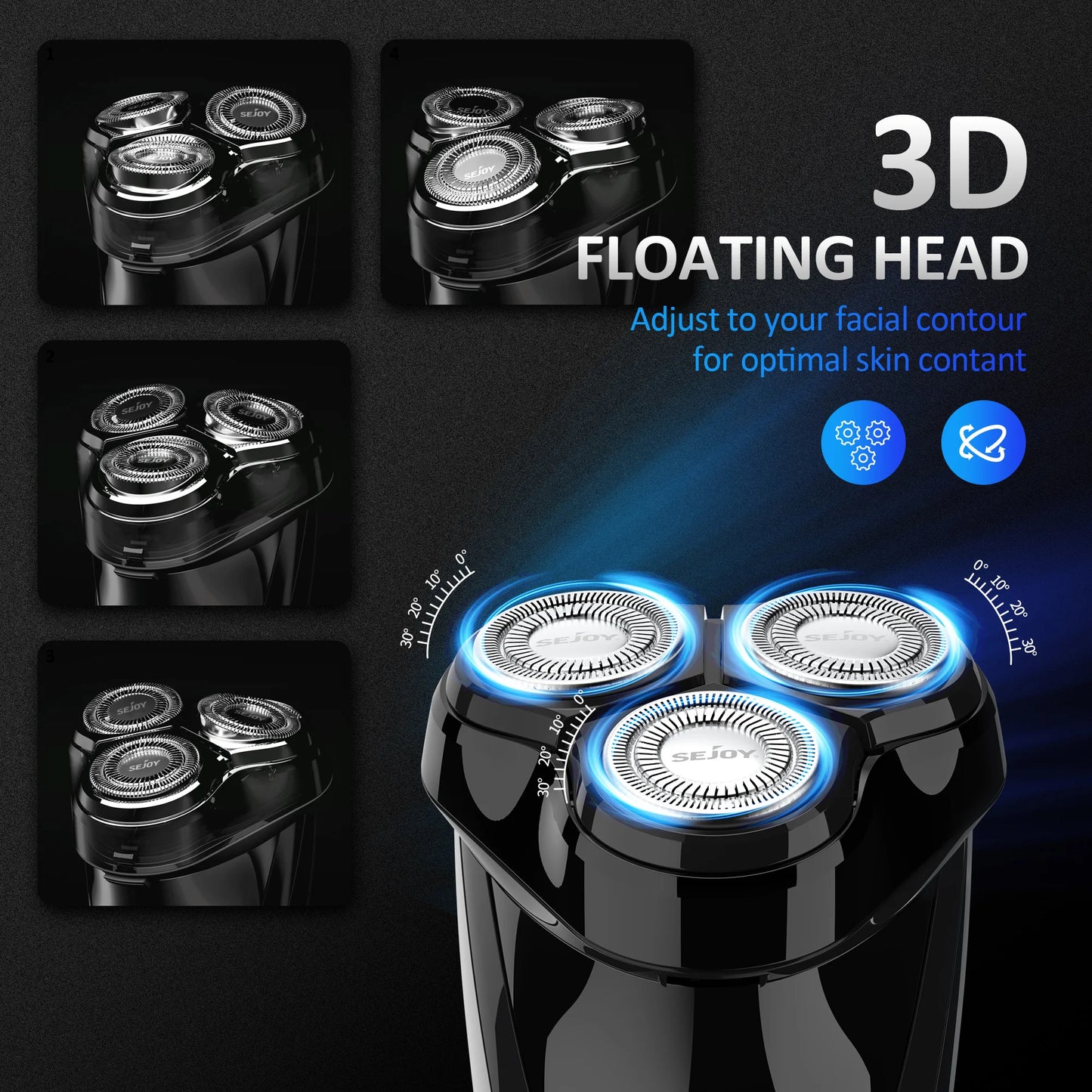 2 in 1 Electric Shaver 3D Men Razor Beard Trimmer With LCD Display IPX7 Waterproof USB Rechargeable Electric Shaving Machine