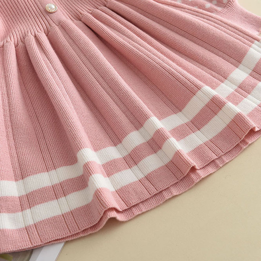 Girl Baby Sweater Knitted Dress Warm Sweater Dress Polka Dots Girls Infant Casual Pleated Princess Dresses Vestidos