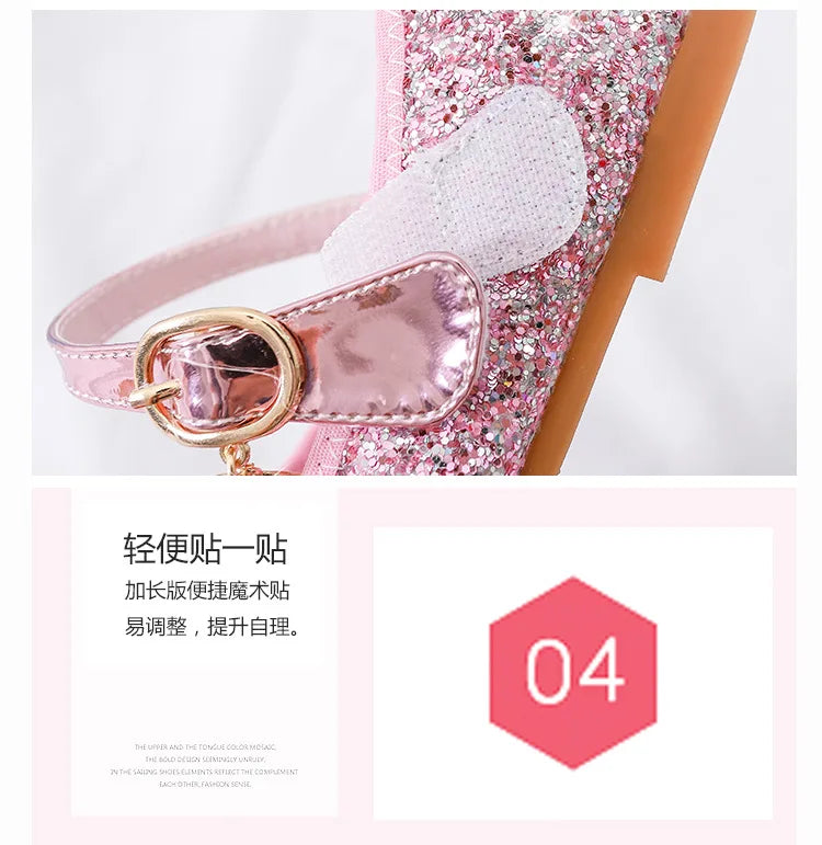 Disney Princess Crystal Shoes New Girls Single Shoes Frozen Aisha Sophia Rhinestones Shoes Performance Party Shoes Size 22-36