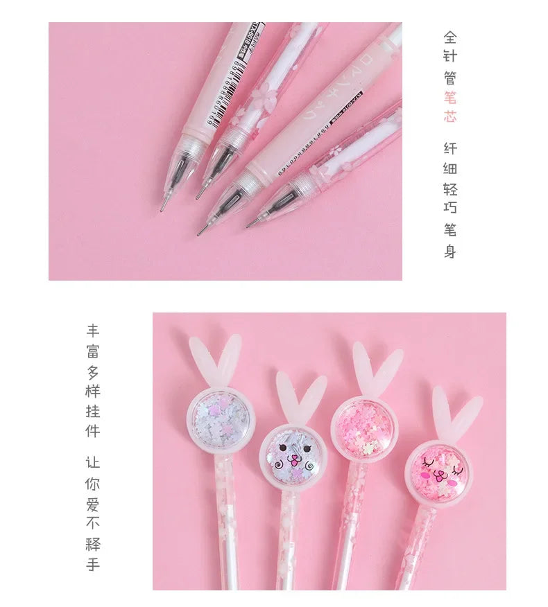 Cartoon Creative Bunny Ears Sequin Gel Pen Signature Pen Lovely Student Examination Writing Pen