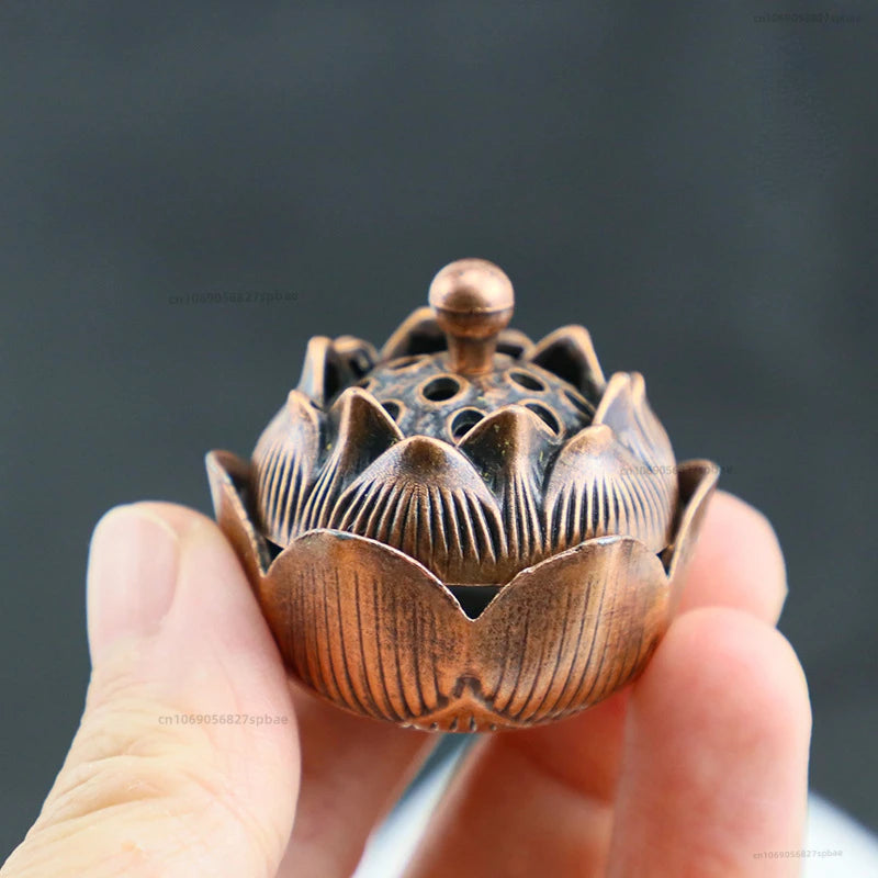 Lotus Incense Burner Buddhism Faucet Incense Stick Holder Mini Sandalwood Censer Craft Home Offering Tea Table Decor Ornament