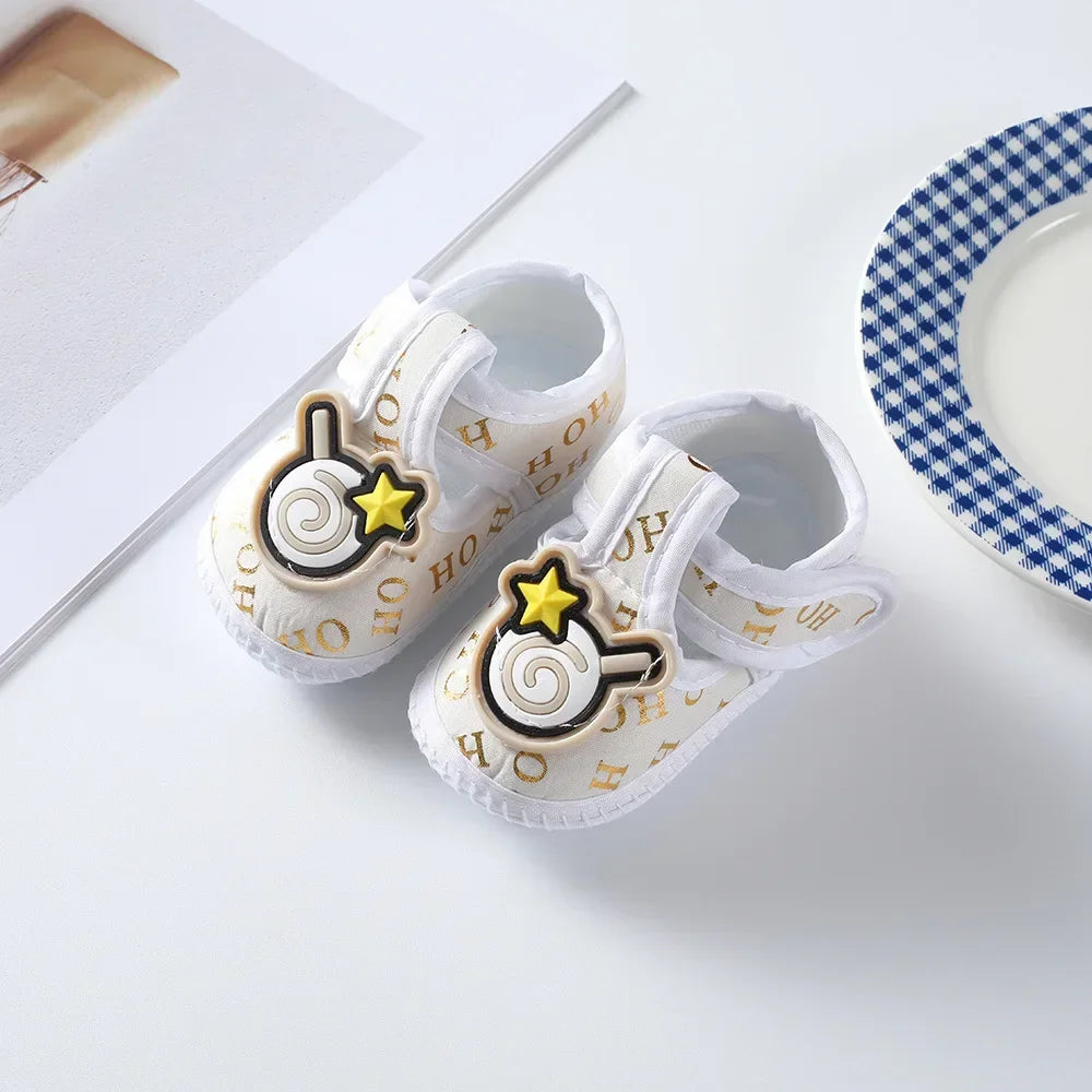 Cotton Newborn Baby Shoes Cartoon Pattern First Walkers for Girl Boy Plaid Soft Sole Walking Sandals 0-12month