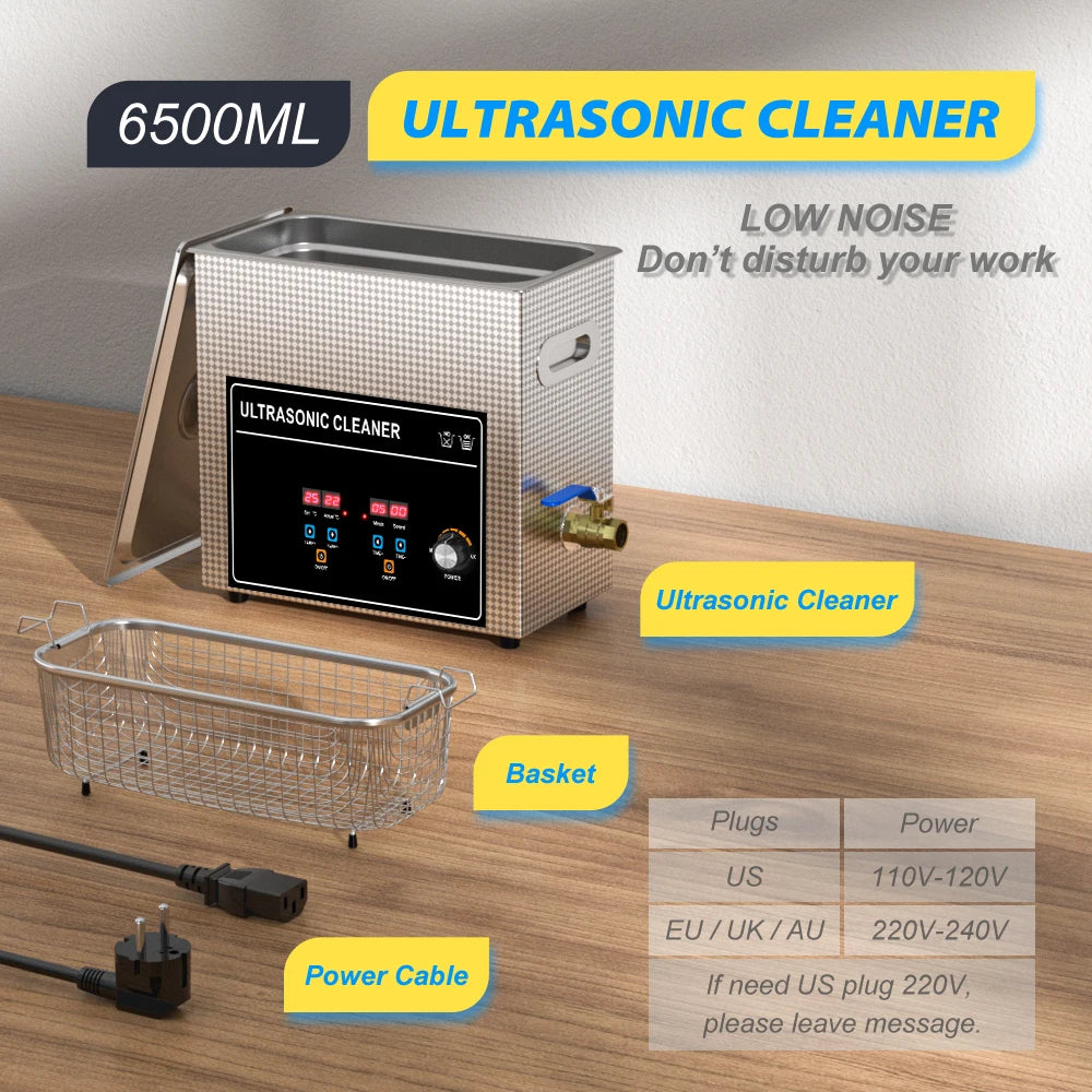 6L Vinyl Record Ultrasonic Cleaner with Bracket(Set) for Cleaning EP 7 LP 12 Inch Records Label Saver Aluminum CNC Made