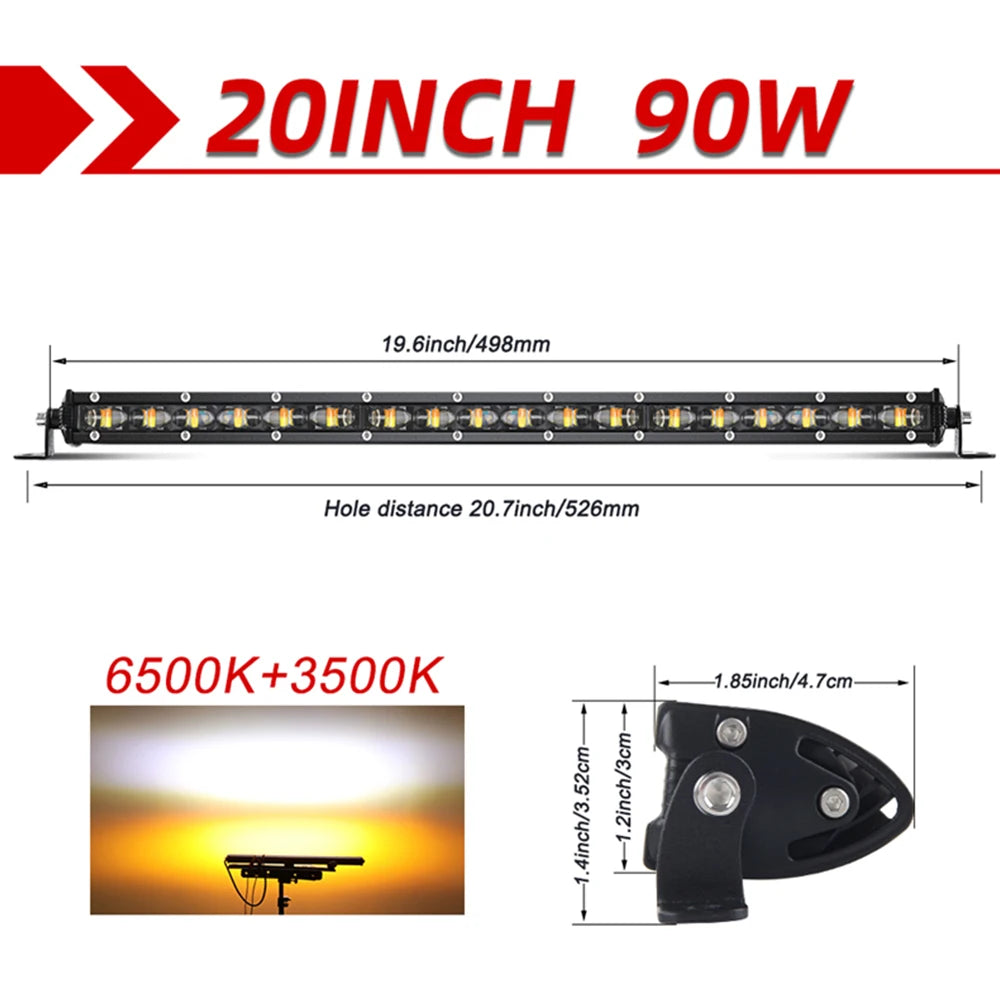 LED Light Bar 6D 8inch 14inch 20inch Off Road Led Bar for Lada Truck 4x4 SUV ATV Niva White Yellow Auto Driving LED Fog Lights