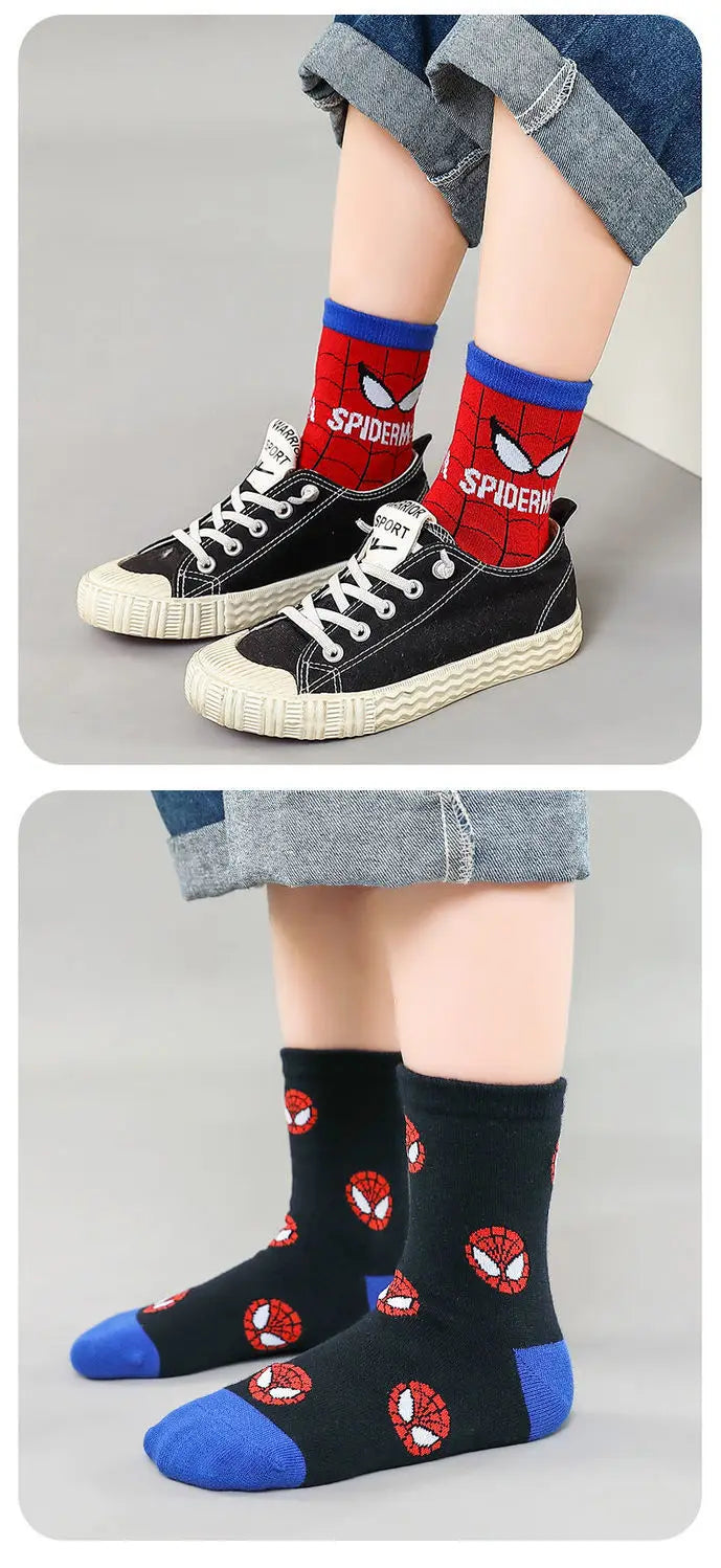 Disney Baby Socks Spiderman Cartoon Anime Hero Cotton Boys Tube Socks Children Autumn Winter Kids Socks Random 1pair