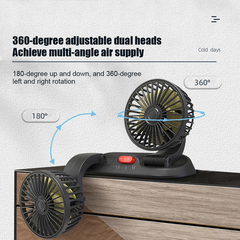 5/12/24V Car Fan Cooling Car Fan Dual Head Usb Car Fan 2 Speeds Adjustable for Auto Cooler Air Fan Car Accessories Fan