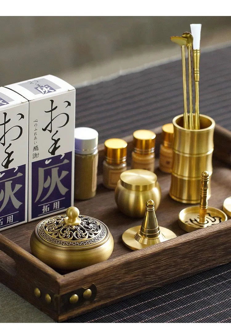 DIY Aromatherapy Set Brass Incense Burner Making Kit Incense Mold Stand Yoga Meditation Study Home Aromatherapy Ornaments