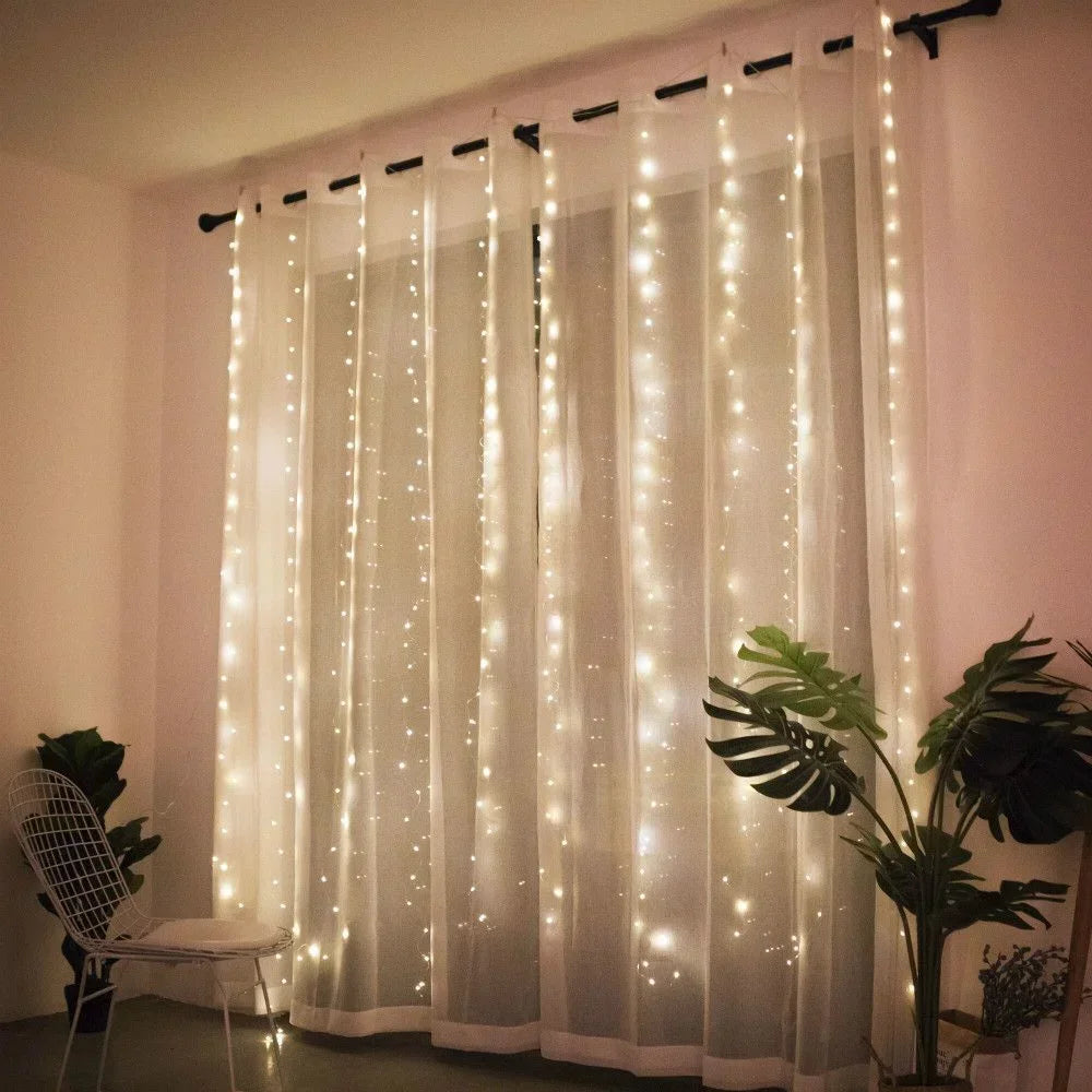 LED Garland Curtain Lights 8 Modes USB Remote Control Fairy Lights String Wedding Christmas Decor for Home Bedroom New Year Lamp