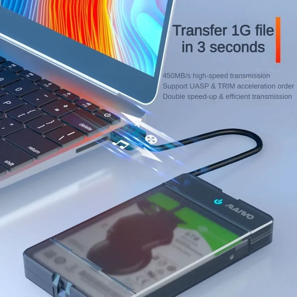 MAIWO Type C USB3.0 External Hard Drive Enclosure for 2.5 Inch 5Gbps SATA HDD and SSD Hard Disk Case Tool-Free Support UASP