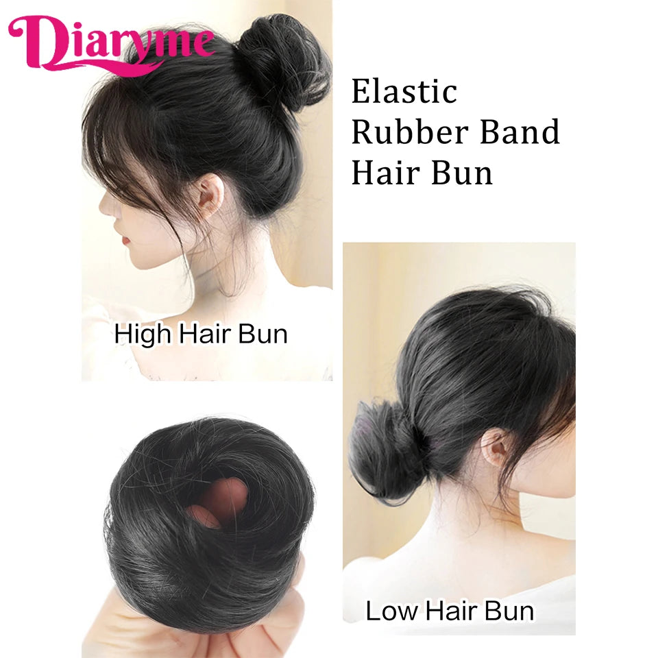 Synthetic Hair Bun Woman Straight Updo hair tie Elastic Rubber Band Chignon Hairpiece Extensions Hair Bands Natural Hairpiece fo
