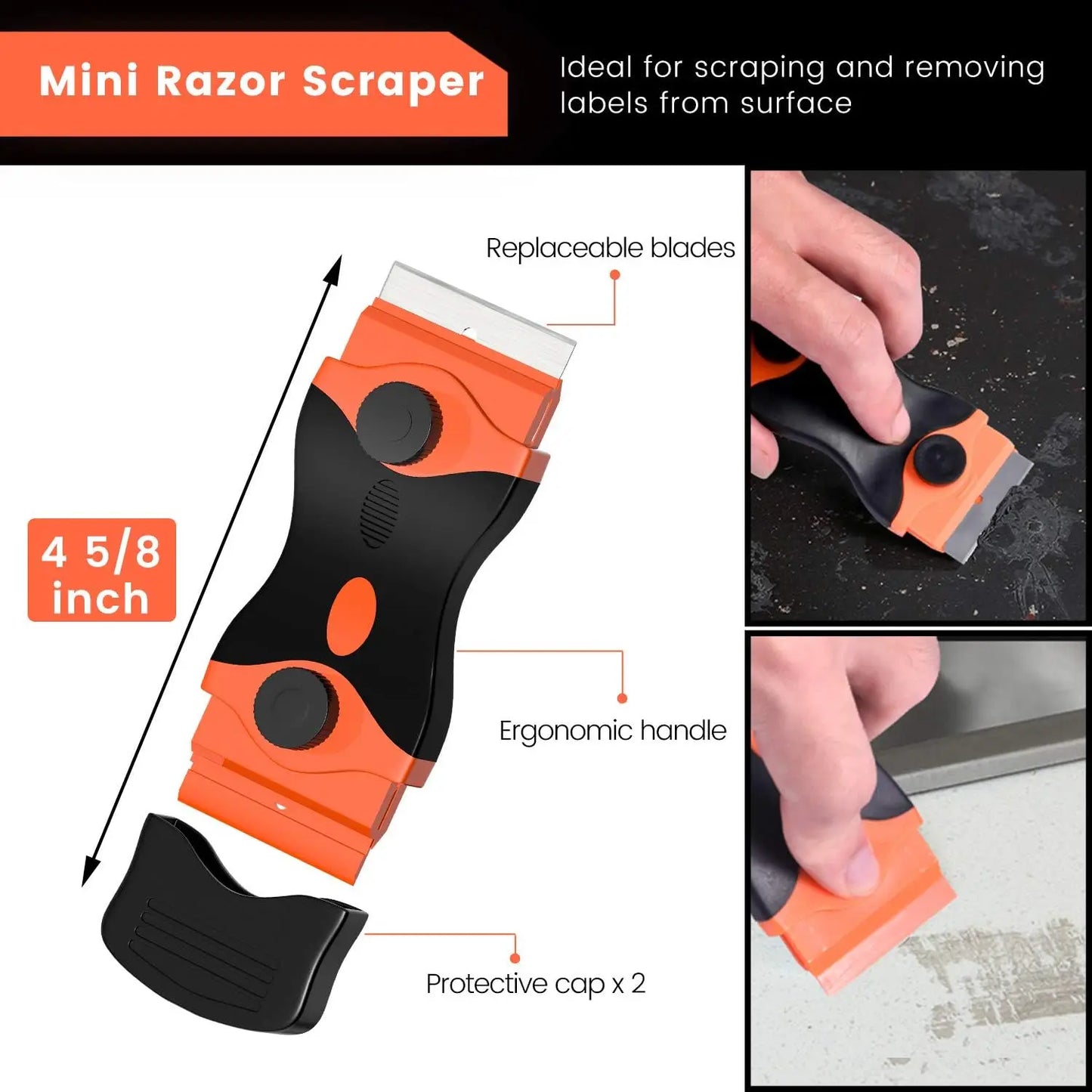 Double Edge Razor Blade Scraper with 20PCS Blades Car Stickers Remover Window Glass Stove Decals Labels Paint Cleaning Shovel