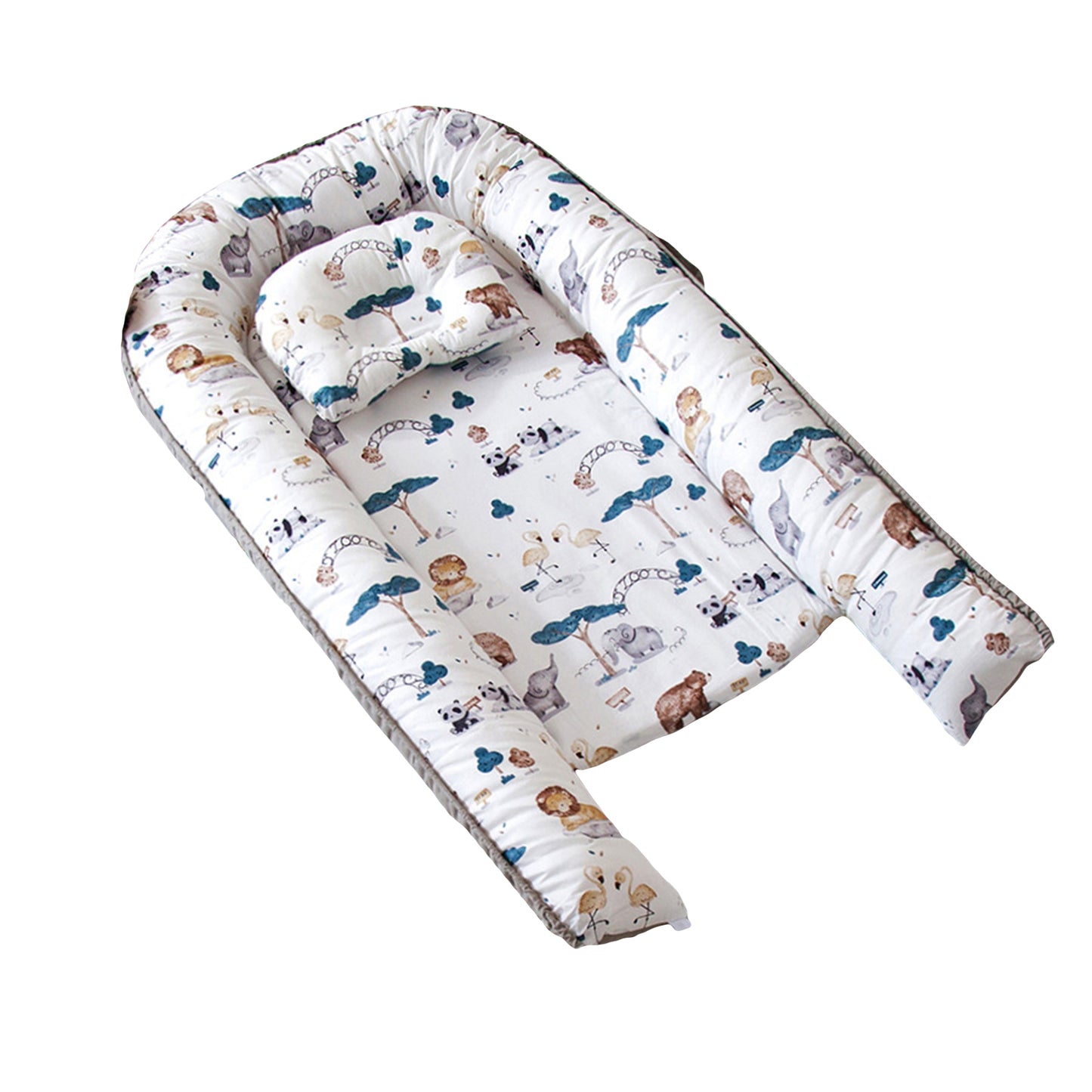 Baby Bed Foldable Washable Floral Print Baby Cot Infant Bassinet with Pillow Bedding Sets for Boys Girls 9 Colors