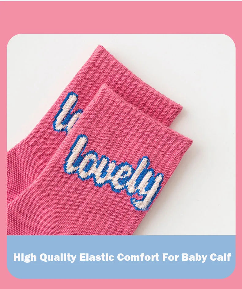 5 Pairs Children's Socks Girls Boys Trendy Pattern Sport Sock Autumn Kids Mid-calf Socks Cotton Socks