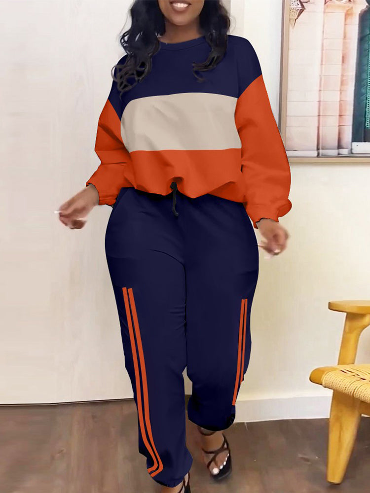 Sets Outifits 2023 Autumn Geometry Print Casual Top & Pocket Design Pants Set of Two Fashion Pieces for Women Tracksuits Female