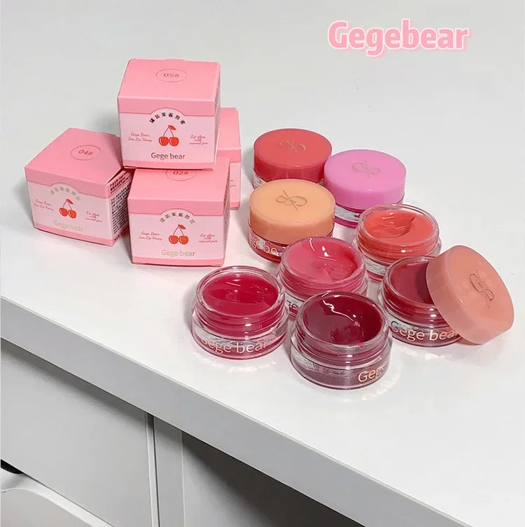 Heallor Canned Jam Lip Gloss Gege Bear Jam Lip Honey Moisturizing and Shiny Mirror Non Sticky Makeup Lip Glaze