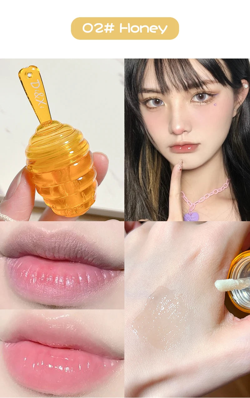 Lovely Honey Pot Lip Oil Fresh Fruit Lip Balm Long Lasting Moisturizing Clear Lip Oil Liquid Lipstick Lip Gloss Makeup Cosmetics