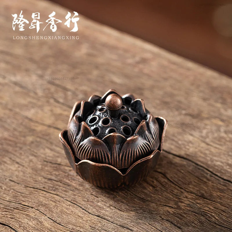 Lotus Incense Burner Buddhism Faucet Incense Stick Holder Mini Sandalwood Censer Craft Home Offering Tea Table Decor Ornament