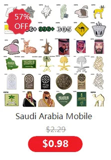 5pcs a lot Saudi Arabia Mobile Photo 3M Sticker Badge Metal Pin Broooches Pins