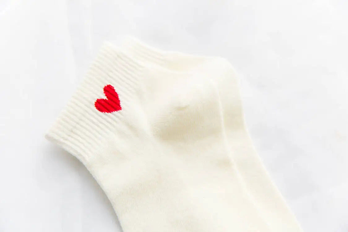 Spring and Autumn Love Women's Socks Casual Sports Short Boat Sock Cute Pure Cotton Ankle Socks Harajuku
