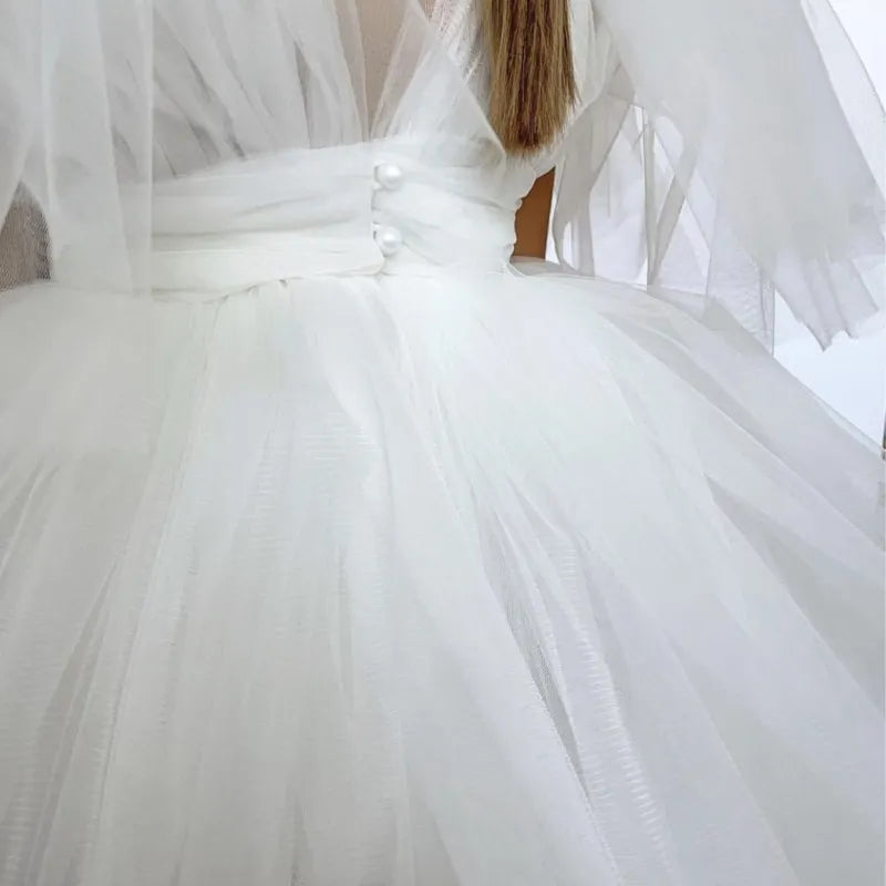 Fashion Baby Girl Princess Tutu Dress Cap Sleeve Infant Toddler Gauze Vestido Party Wedding Pageant Birthday Baby Clothes 1-12Y