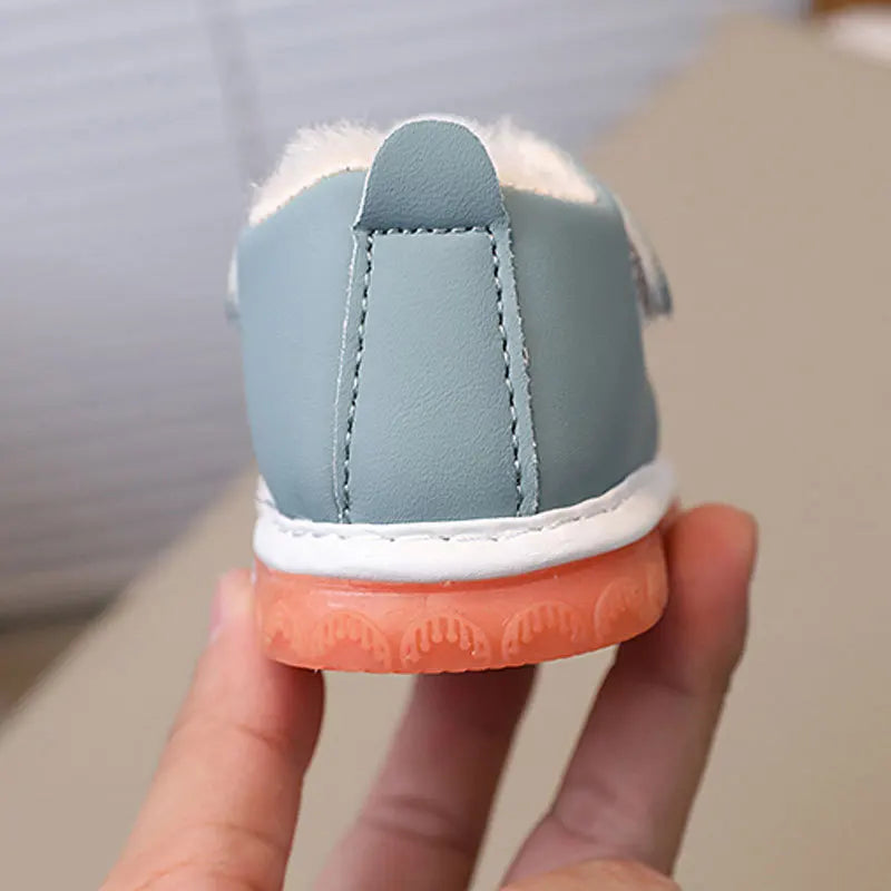 Newborn Baby Girls Boys Shoes Soft Non-slip Infant Toddler Leather First Walkers Autumn Winter Plush Warm Kids Cartoon Sneakers