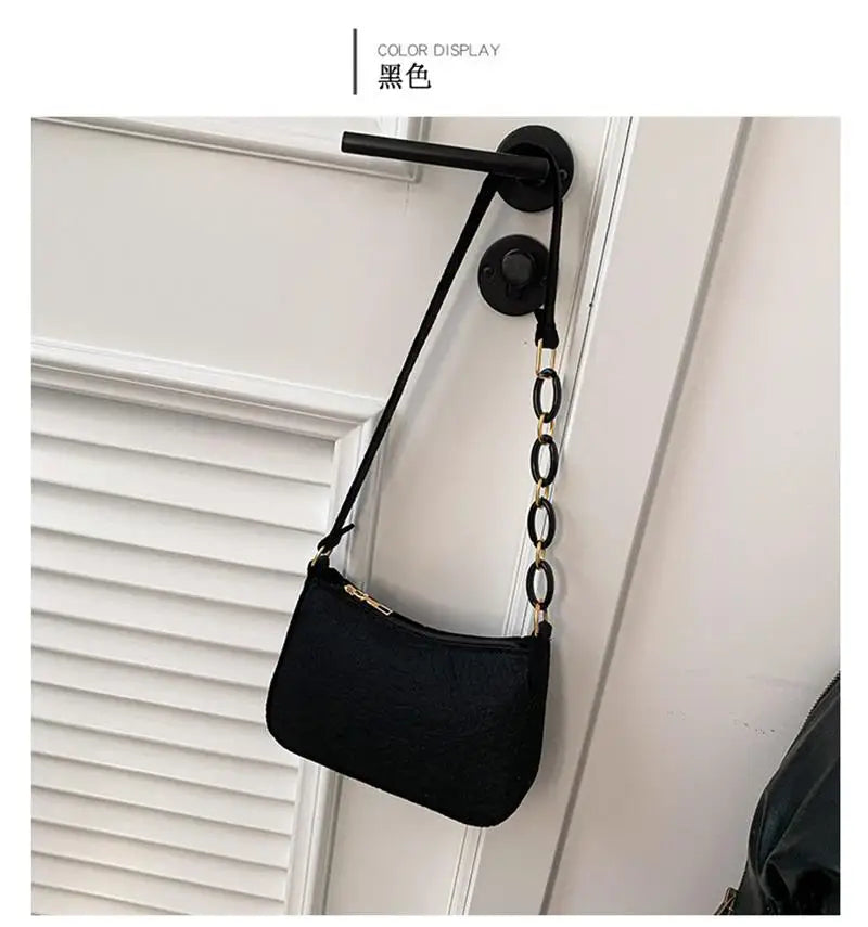 Fashion Felt Shoulder Bags For Women Women'S Subaxillary Bag Design Advanced Texture Armpit Handbags Purses Crescent Saddle Bag