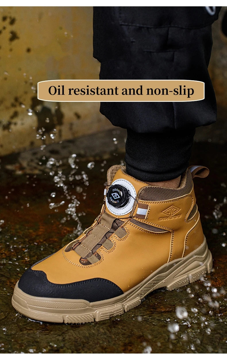 Rotating Button Safety Boots Men Women Steel Toe Shoes Winter Work Safety Shoes Indestructible Protective Security Work Boots